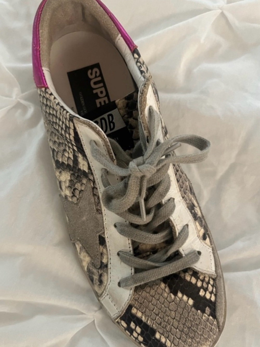 Golden Goose Low-Top Sneakers in Snakeskin, White & Pink size 7 - Picture 4 of 7